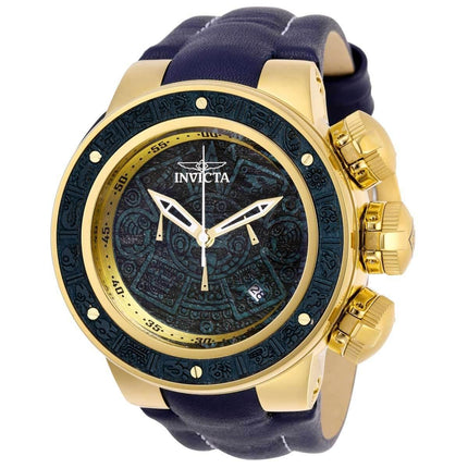 Invicta Men's Chronograph Watch - Subaqua Blue and Gold Dial Leather Strap | 28244 ,