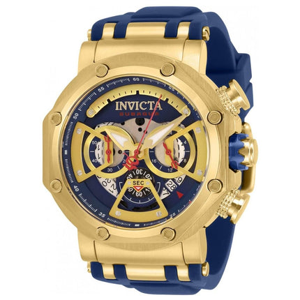 Invicta Men's Chronograph Watch - Subaqua Yellow Gold Case Blue Dial Strap | 32189 ,