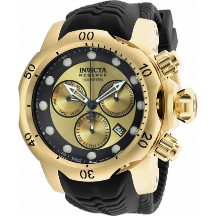 Invicta Men's Chronograph Watch - Venom Black and Gold Tone Dial Rubber Strap | 90147 ,