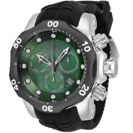 Invicta Men's Chronograph Watch - Venom Green MOP Dial Black Rubber Strap | 33306 ,