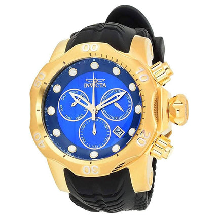Invicta Men's Chronograph Watch - Venom Yellow Gold Case Blue Dial Black Strap | 32614 ,