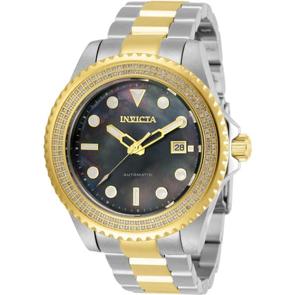 Invicta Men's Diamond Watch - Pro Diver Black MOP Dial Two Tone Bracelet | 30327 ,