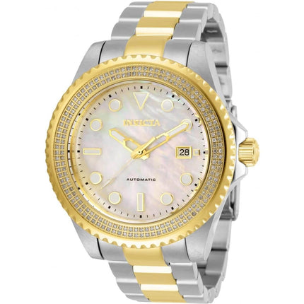 Invicta Men's Diamond Watch - Pro Diver White MOP Dial Two Tone Bracelet | 30326 ,
