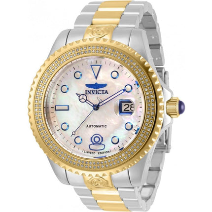 Invicta Men's Diamond Watch - Pro Diver White MOP Dial Two Tone Bracelet | 31053 ,
