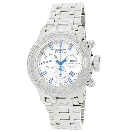 Invicta Men's Diamond Watch - Reserve Chronograph Silver Tone Dial Bracelet | 32797 ,