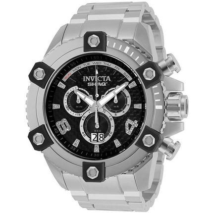 Invicta Men's Diamond Watch - Shaq Quartz Black Dial Silver Tone Bracelet | 33725 ,