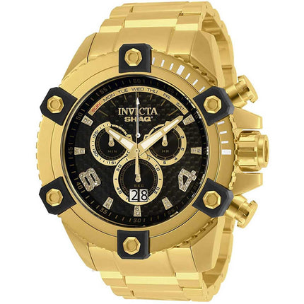 Invicta Men's Diamond Watch - Shaq Quartz Black Dial Yellow Gold Bracelet | 33726 ,