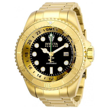 Invicta Men's GMT Watch - Reserve Hydromax Blue Dial Yellow Gold Bracelet | 29728 ,