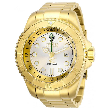 Invicta Men's GMT Watch - Reserve Hydromax Silver Dial Yellow Gold Bracelet | 29729 ,