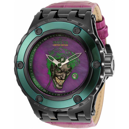 Invicta Men's Japanese Quartz Watch - DC Comics Joker Purple Leather Strap | 34618 ,