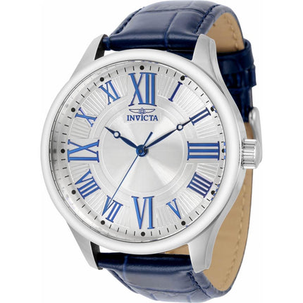Invicta Men's Japanese Quartz Watch - Vintage Silver Tone Dial Leather Strap | 35139 ,