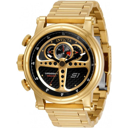 Invicta Men's Lefty Watch - S1 Rally Black Dial Yellow Gold Bracelet | 30580 ,