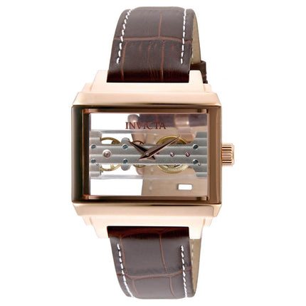 Invicta Men's Mechanical Watch - Objet D Art Skeleton Dial Leather Strap | 32172 ,