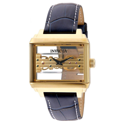 Invicta Men's Mechanical Watch - Objet D Art Skeleton Gold Tone Dial Strap | 32171 ,