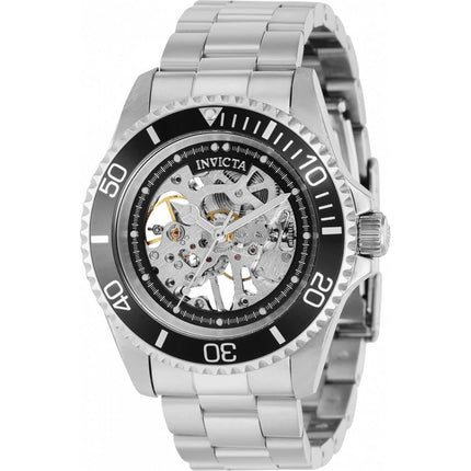 Invicta Men's Mechanical Watch - Pro Diver Skeleton Dial Silver Bracelet | 37877 ,