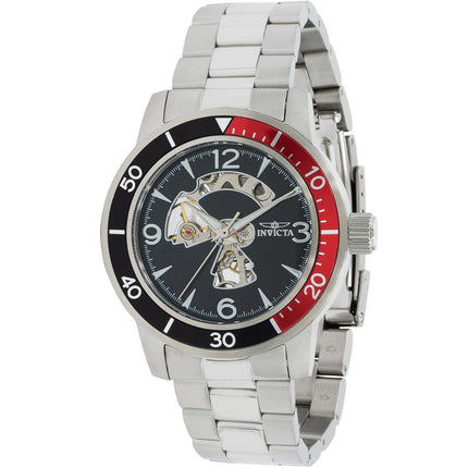 Invicta Men's Mechanical Watch - Specialty Black Dial Silver Steel Bracelet | 38544 ,