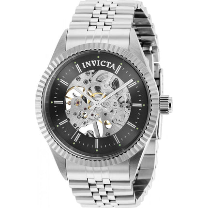 Invicta Men's Mechanical Watch - Specialty Black Skeleton Dial SS Bracelet | 36437 ,
