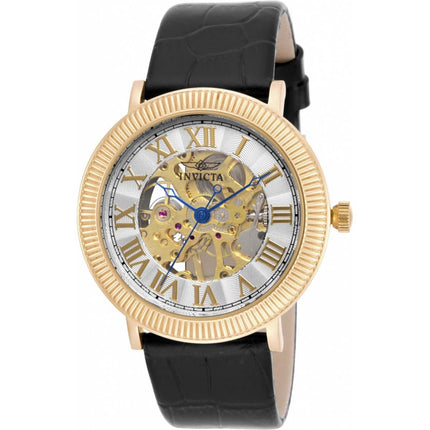 Invicta Men's Mechanical Watch - Specialty Skeleton Dial Black Leather Strap | 17244 ,