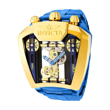 Invicta Men's Mechanical Watch - Speedway Black Skeleton Dial Blue Bracelet | 35458 ,