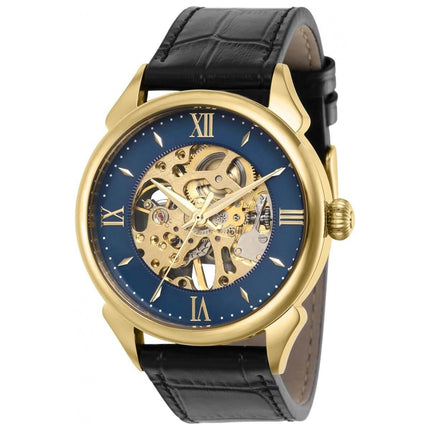Invicta Men's Mechanical Watch - Vintage Blue and Skeleton Dial Black Strap | 38168 ,