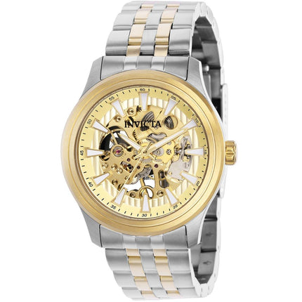 Invicta Men's Mechanical Watch - Vintage Gold Semi Skeleton Dial TT Bracelet | 37965 ,