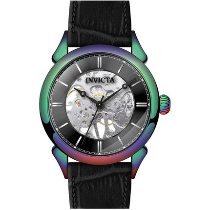 Invicta Men's Mechanical Watch - Vintage Iridescent Case Black Leather Strap | 38171 ,