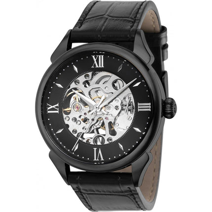 Invicta Men's Mechanical Watch - Vintage Semi-Skeleton Dial Leather Strap | 38169 ,