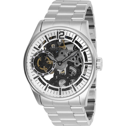 Invicta Men's Mechanical Watch - Vintage Skeletal Dial Silver Tone Bracelet | 27565 ,