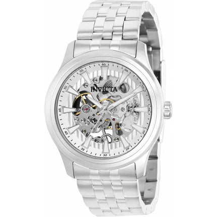 Invicta Men's Mechanical Watch - Vintage Skeleton Dial Silver Steel Bracelet | 37964 ,