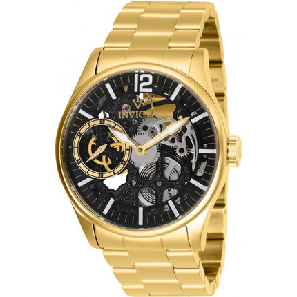 Invicta Men's Mechanical Watch - Vintage Skeleton Dial Yellow Gold Bracelet | 27566 ,