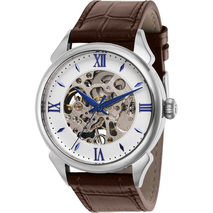 Invicta Men's Mechanical Watch - Vintage White and Silver Semi Skeleton Dial | 38165 ,