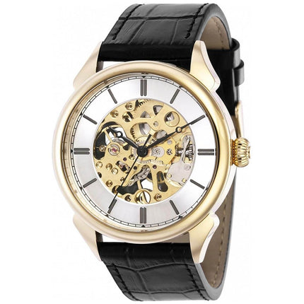 Invicta Men's Mechanical Watch - Vintage Yellow Gold Case Black Leather Strap | 38172 ,