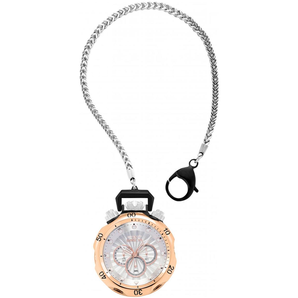 Invicta Men's Pocket Watch Venom Chrono Silver Tone Dial Rose Gold B