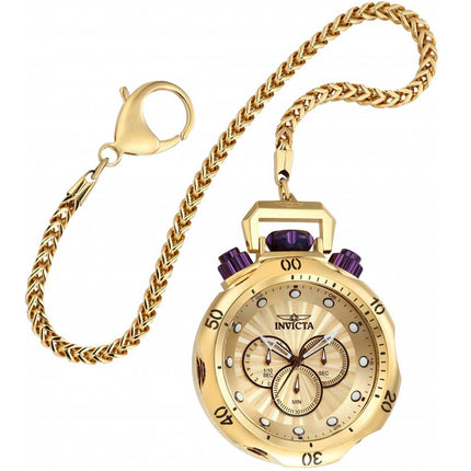 Invicta Men's Pocket Watch - Venom Chronograph Rotating Bezel Gold Tone Dial | 34695 ,