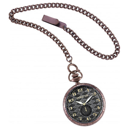 Invicta Men's Pocket Watch - Vintage Japanese Quartz Grey Dial Brown Chain | 34570 ,