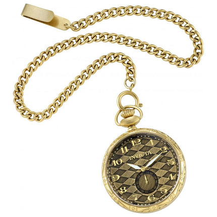 Invicta Men's Pocket Watch - Vintage Quartz Grey and Gold Dial SS Case | 34569 ,