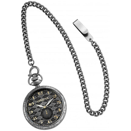Invicta Men's Pocket Watch - Vintage Quartz Grey Dial Stainless Steel Chain | 34568 ,