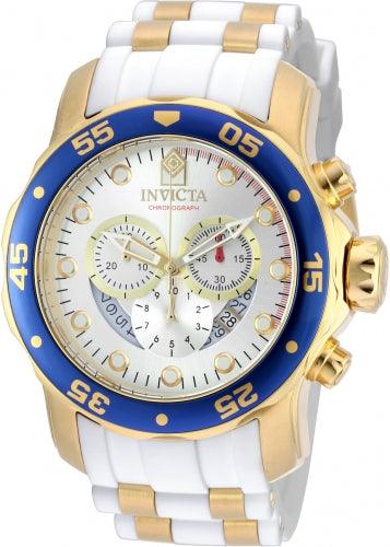 Invicta Men's Pro Diver Chronograph Watch - Blue Bezel Steel & Polyurethane Strap ,