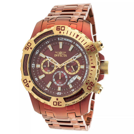 Invicta Men's Quartz Chrono Watch - Pro Diver Burgundy Dial Steel Bracelet | 40906 ,