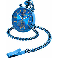 Invicta Men's Quartz Pocket Watch - Vintage Chronograph Blue Dial SS Case | 34455 ,
