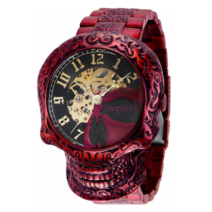 Invicta Men's Quartz Watch - Artist Semi-Skeleton Dial Burgundy Bracelet | 40757 ,