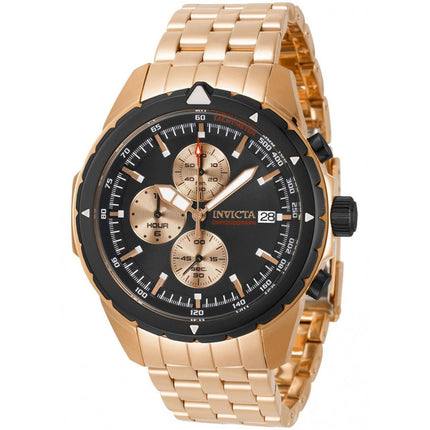 Invicta Men's Quartz Watch - Aviator Black and Rose Gold Tone Dial Bracelet | 31497 ,