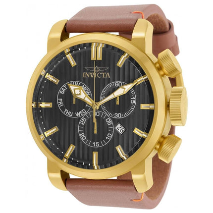 Invicta Men's Quartz Watch - Aviator Black Dial Leather Strap | 31772 ,