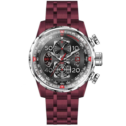 Invicta Men's Quartz Watch - Aviator Black Dial Red Stainless Steel Bracelet | 40699 ,