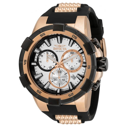 Invicta Men's Quartz Watch - Aviator Chronograph Black and Rose Gold Strap | 33290 ,