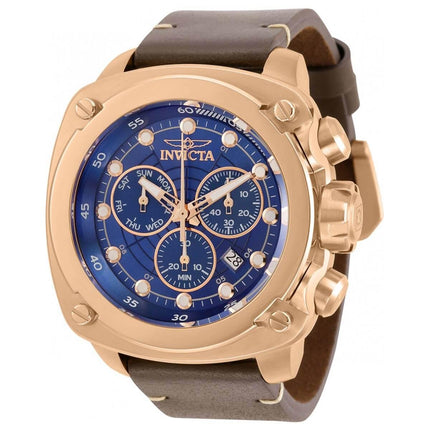 Invicta Men's Quartz Watch - Aviator Chronograph Blue Dial Brown Strap | 32108 ,