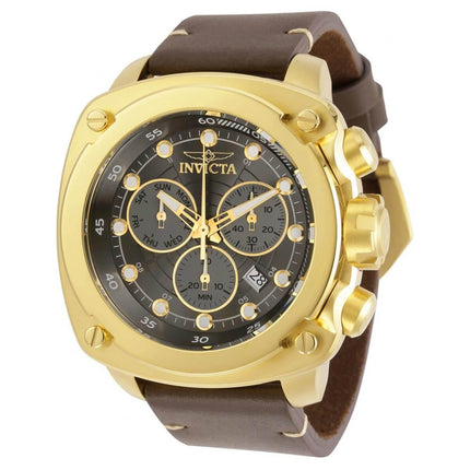Invicta Men's Quartz Watch - Aviator Chronograph Gunmetal Dial Brown Strap | 32105 ,