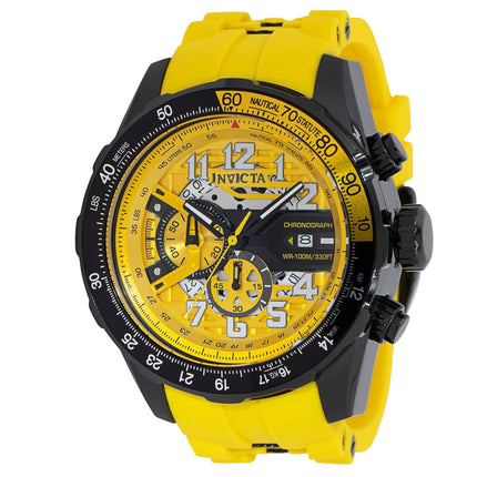 Invicta Men's Quartz Watch - Aviator Chronograph Yellow and Black Dial Strap | 36680 ,