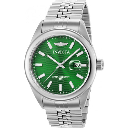Invicta Men's Quartz Watch - Aviator Green Dial Stainless Steel Bracelet | 38410 ,