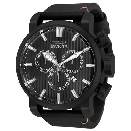 Invicta Men's Quartz Watch - Aviator Leather Strap Black Dial | 31774 ,